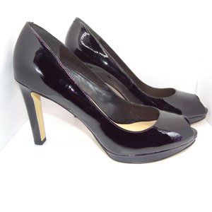 Via Spiga Brandy Black LeatherPlatform Pump Sz 8